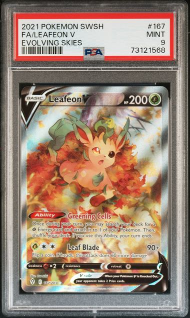 .Leafeon V #167 - Evolving Skies PSA 9