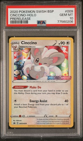 .Cinccino - Holo (Prerelease) #009 PSA 10