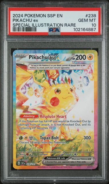 Pikachu Ex  238 Special Illustration Rare Surging Sparks PSA 10