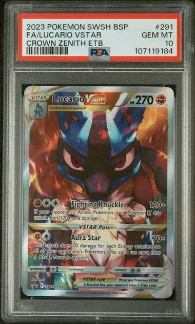 Lucario Vstar Crown Zenith ETB 291 PSA 10