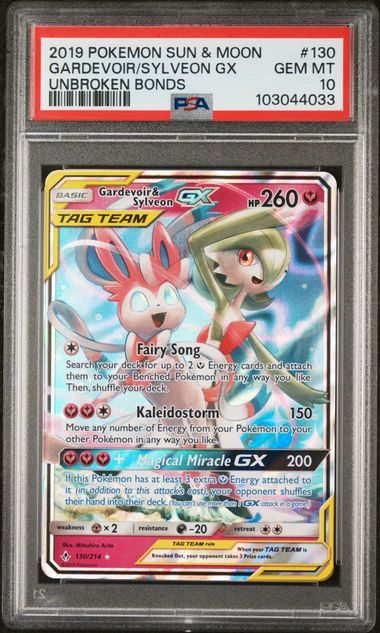 GARDEVOIR/SYLVEON GX  130 UNBROKEN BONDS PSA 10