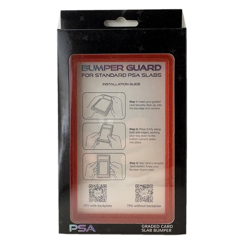 Carnelian PSA slab bumper guard, solid deep red TPU frame