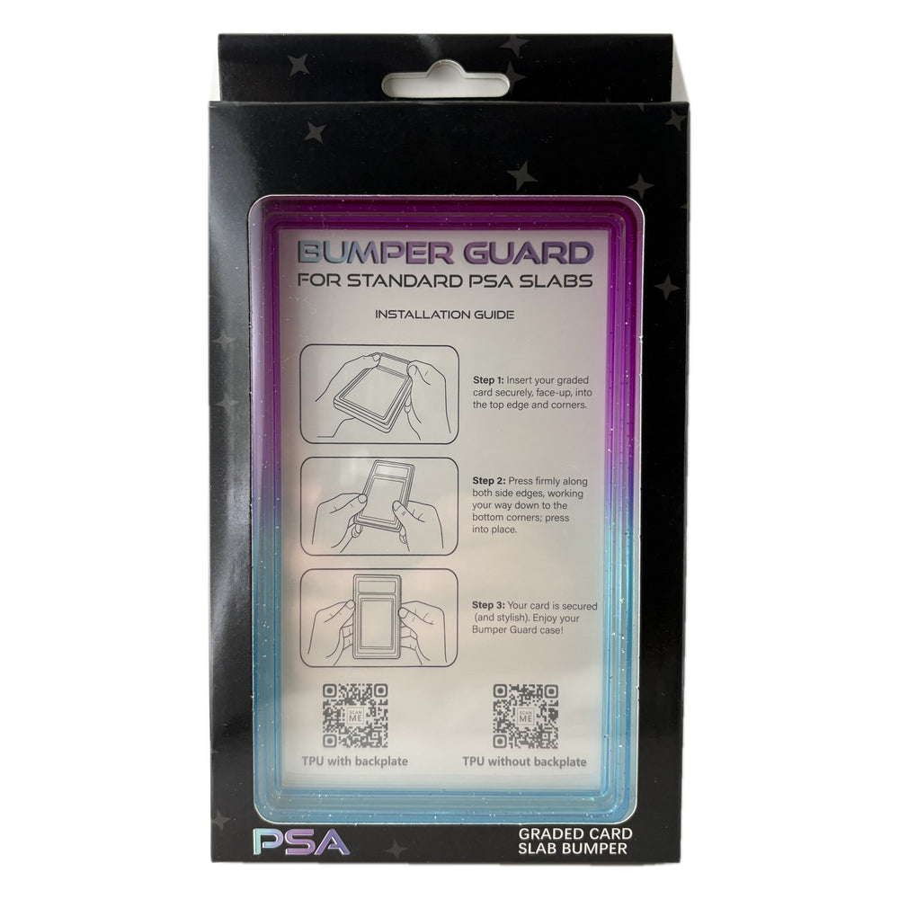 Berry Sky PSA slab bumper guard, deep berry magenta at the top fading to sky blue at the bottom