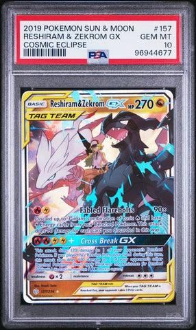 RESHIRAM & ZEKROM GX #157 COSMIC ECLIPSE PSA 10
